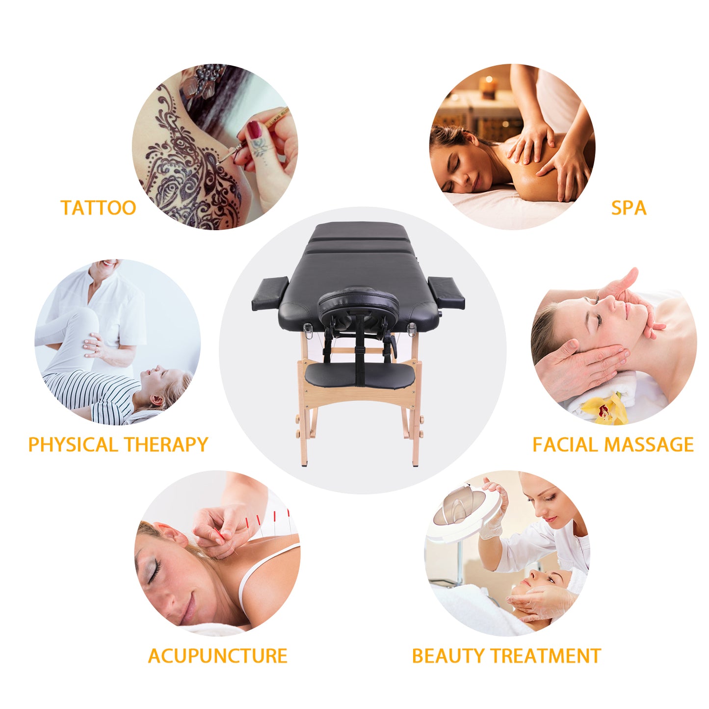 Massage Table Portable Massage Bed Lash Bed with Carrying Case SPA Table Height Adjustable, Salon Bed Face Cradle Bed - Free Shipping - Aurelia Clothing