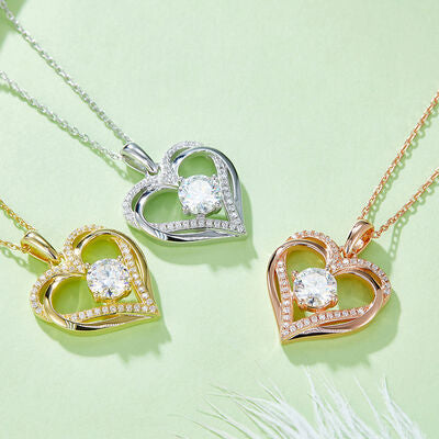 1.2 Carat Moissanite Sterling Silver Heart Necklace - Aurelia Clothing