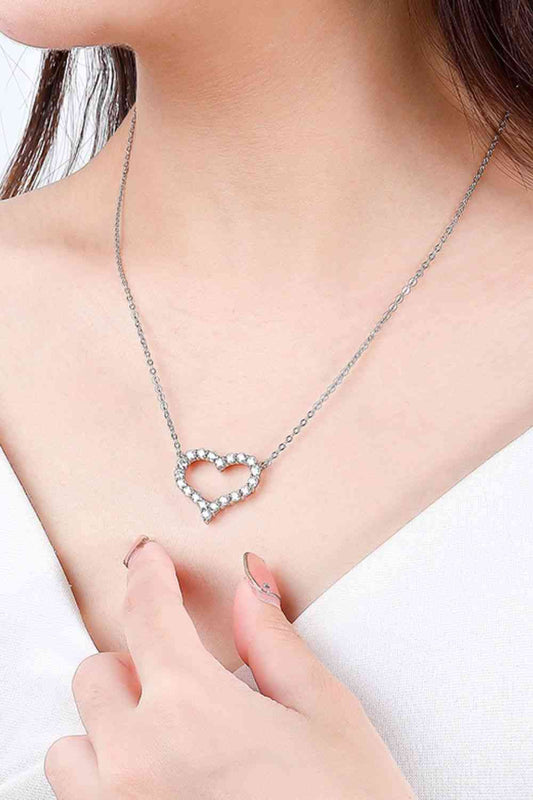 1 Carat Moissanite Heart Pendant Chain-Link - Aurelia Clothing