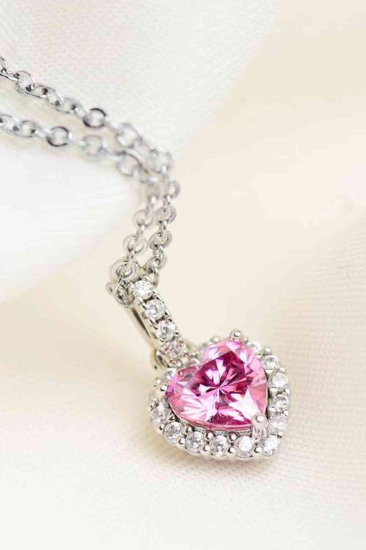 1 Carat Moissanite Heart Pendant Necklace - Aurelia Clothing