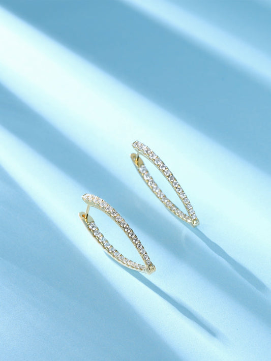 18K yellow earrings,Irregular shape earrings/hoop earrings - Aurelia Clothing