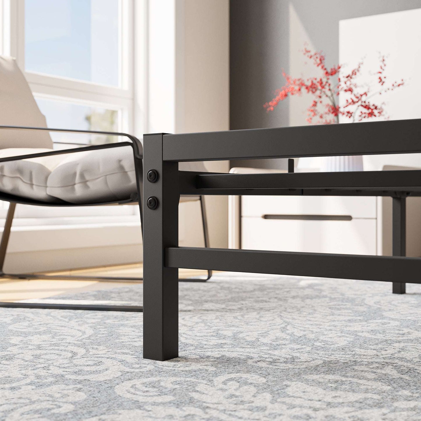 Queen Size Platform Bed Frame with Rustic Vintage Wood Headboard, Strong Metal Slats Support Mattress Foundation, No Box Spring Needed Rustic Brown - Free Shipping - Aurelia Clothing