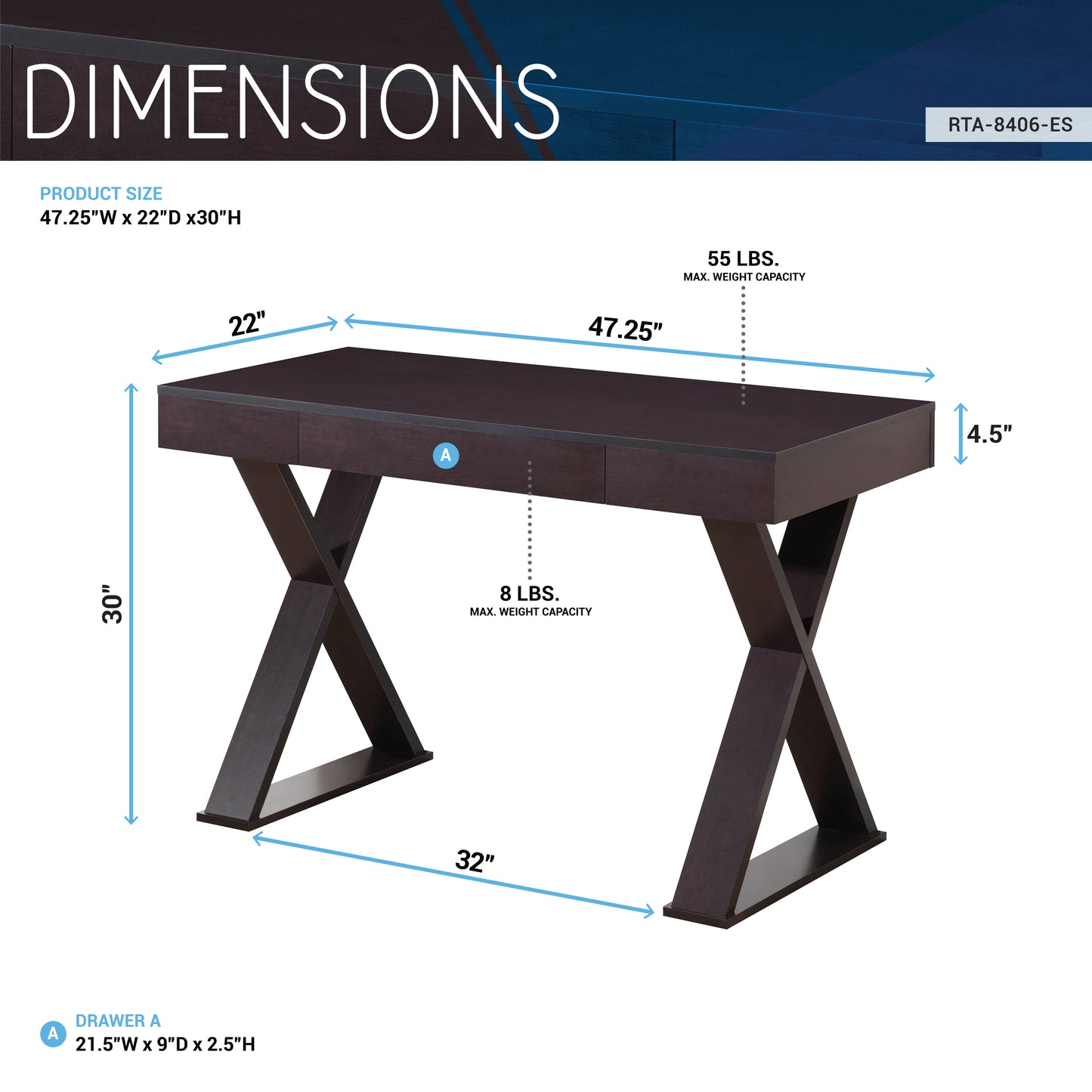 Techni Mobili Trendy Writing Desk with Drawer, Espresso - Free Shipping - Aurelia Clothing