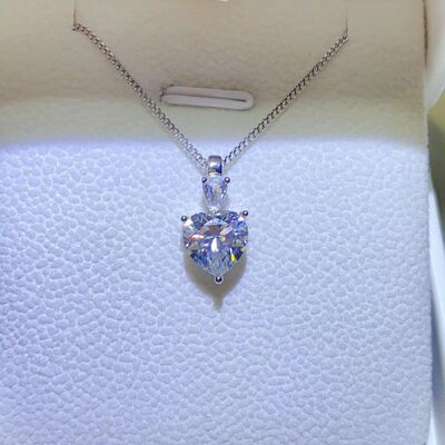 2 Carat Moissanite Sterling Silver Heart Pendant Necklace - Aurelia Clothing