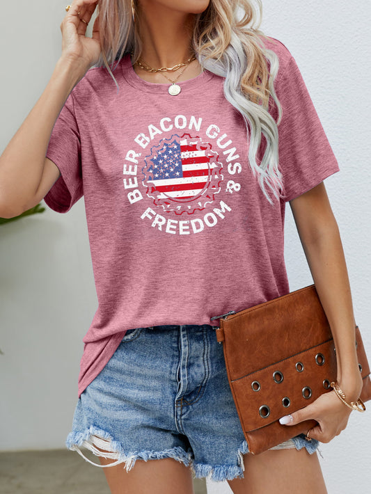 BEER BACON GUNS & FREEDOM US Flag Graphic Tee - Aurelia Clothing