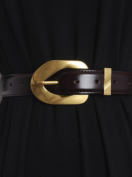 Patchwork PU Leather Belt For Women High Waist Patchwork Golden Button Korean Fashion Belts Female Accessories - Free Shipping - Aurelia Clothing