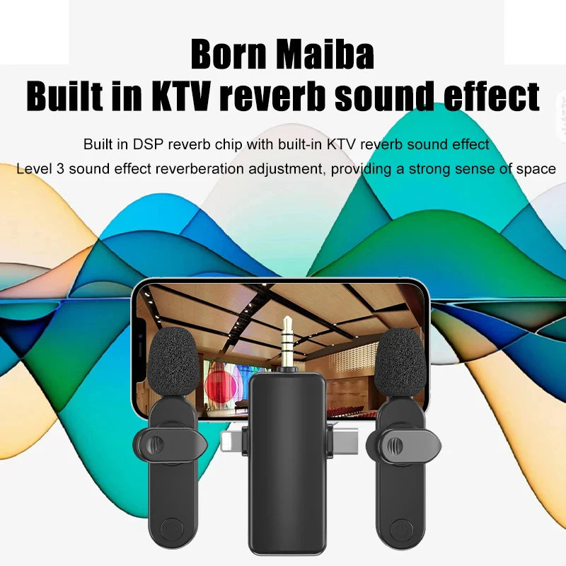 3 In 1 Wireless Lavalier Microphone Plug And Play Intelligent Noise Reduction Mini Mic For iPhone Android Live Broadcast - Aurelia Clothing
