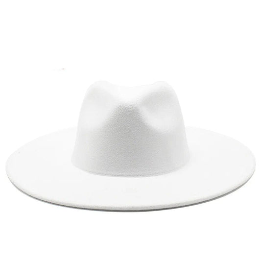 Classical Wide Brim Fedora Hat Black white Wool Hats Men Women Crushable Winter Hat Derby Wedding Church Jazz Hats - Free Shipping - Aurelia Clothing