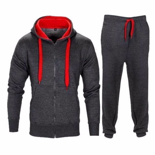Casual Solid Tracksuit Zipper Hooded Sweatshirt Jacket +Sweatpants Mens Tracksuit - Free Shipping - Aurelia Clothing