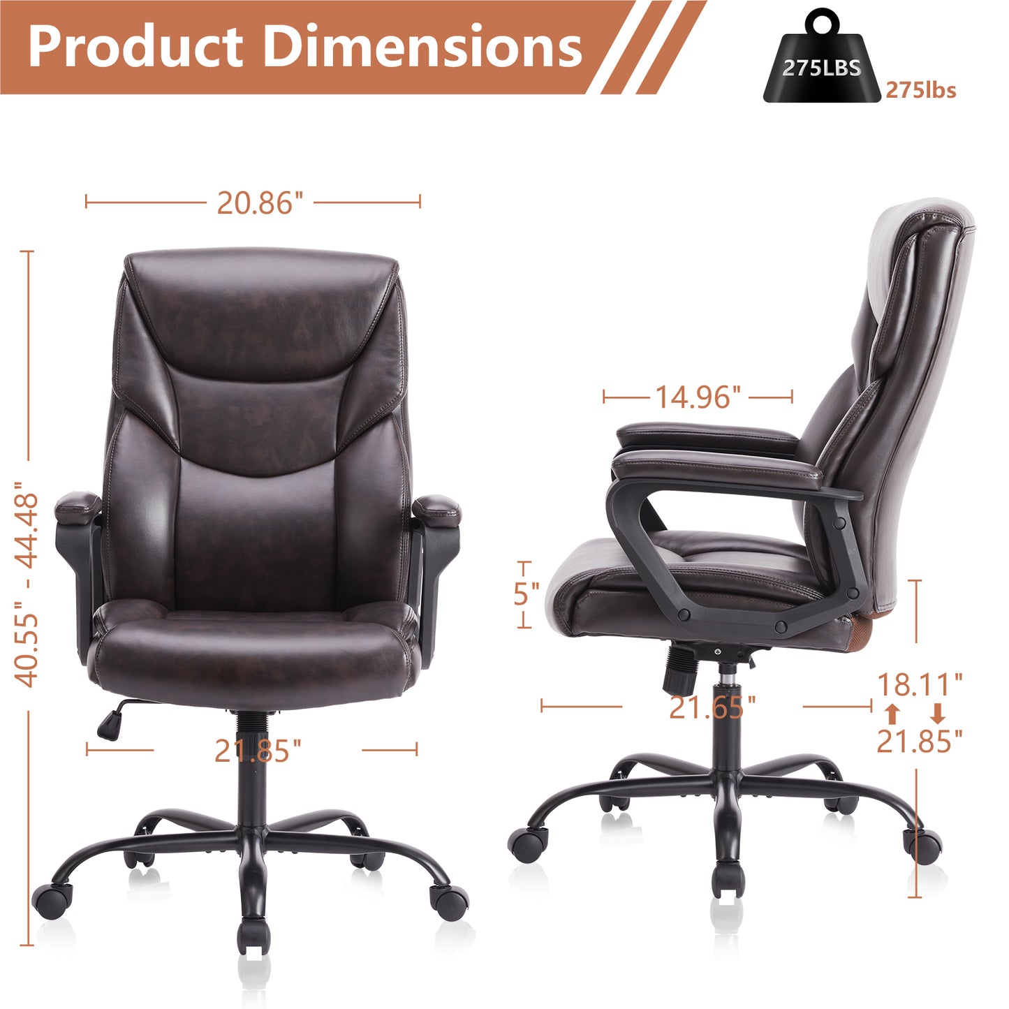 Sweetcrispy Home Office Chair Ergonomic PU Leather Desk Chair with Armrests - Free Shipping - Aurelia Clothing