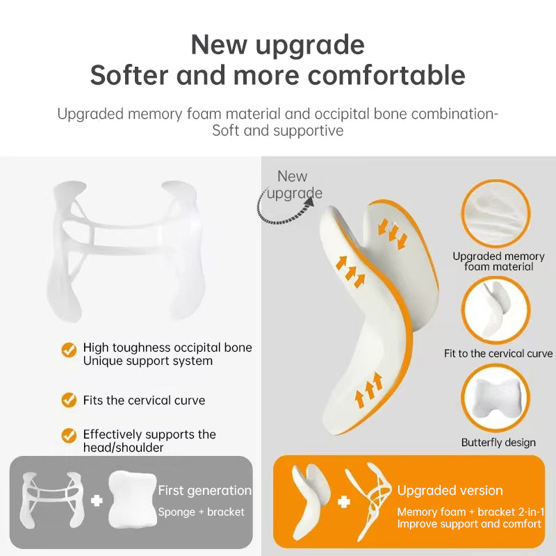 Memory Foam Travel Pillow for Plane, Train & Car - Neck Support Cushion with Washable Cover, Ideal for Sleeping - Free Shipping - Aurelia Clothing