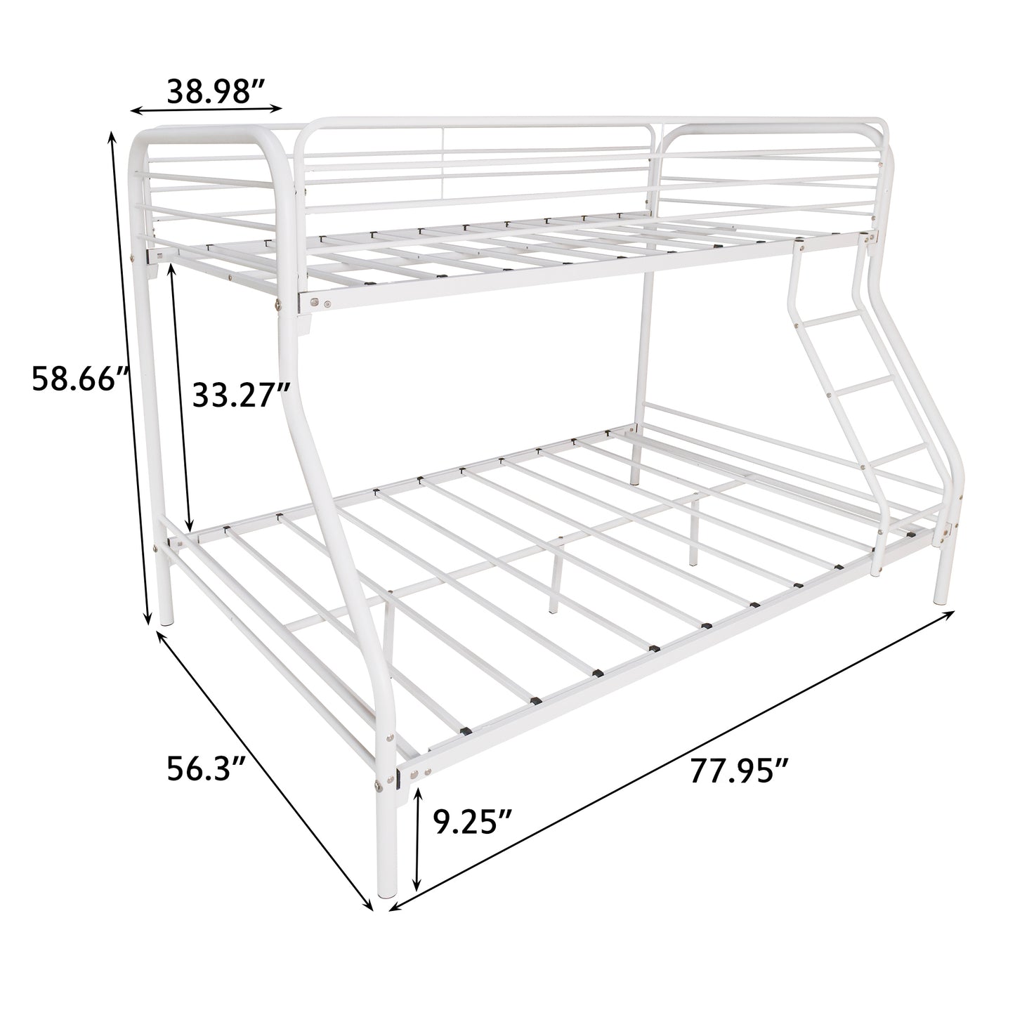 Twin-Over-Full Metal Bunk Bed, Heavy Duty Bunk Bed,Easy Assembly with Enhanced Upper-Level Guardrail, White - Free Shipping - Aurelia Clothing