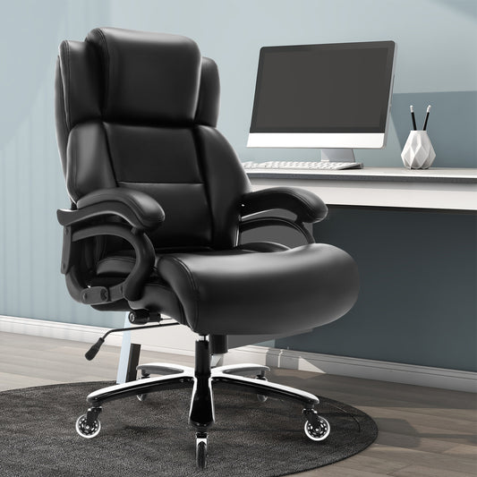Big and Tall 400lbs Office Chair - Adjustable Lumbar Support Heavy Duty Metal Base Quiet Rubber Wheels High Back Large Executive Computer Desk Swivel Chair, Ergonomic Design for Back Pain, Bl - Aurelia Clothing