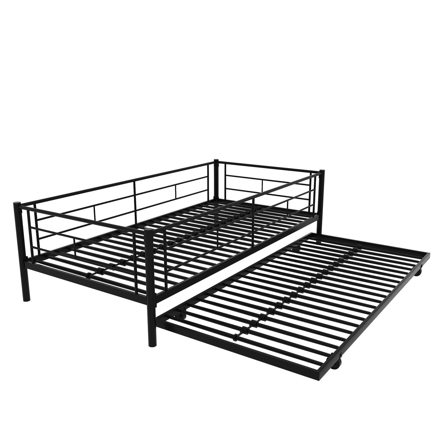 Twin Over Twin Metal Bunk Bed Frame with Trundle(Upgrade reinforcement version)- Free Shipping - Aurelia Clothing