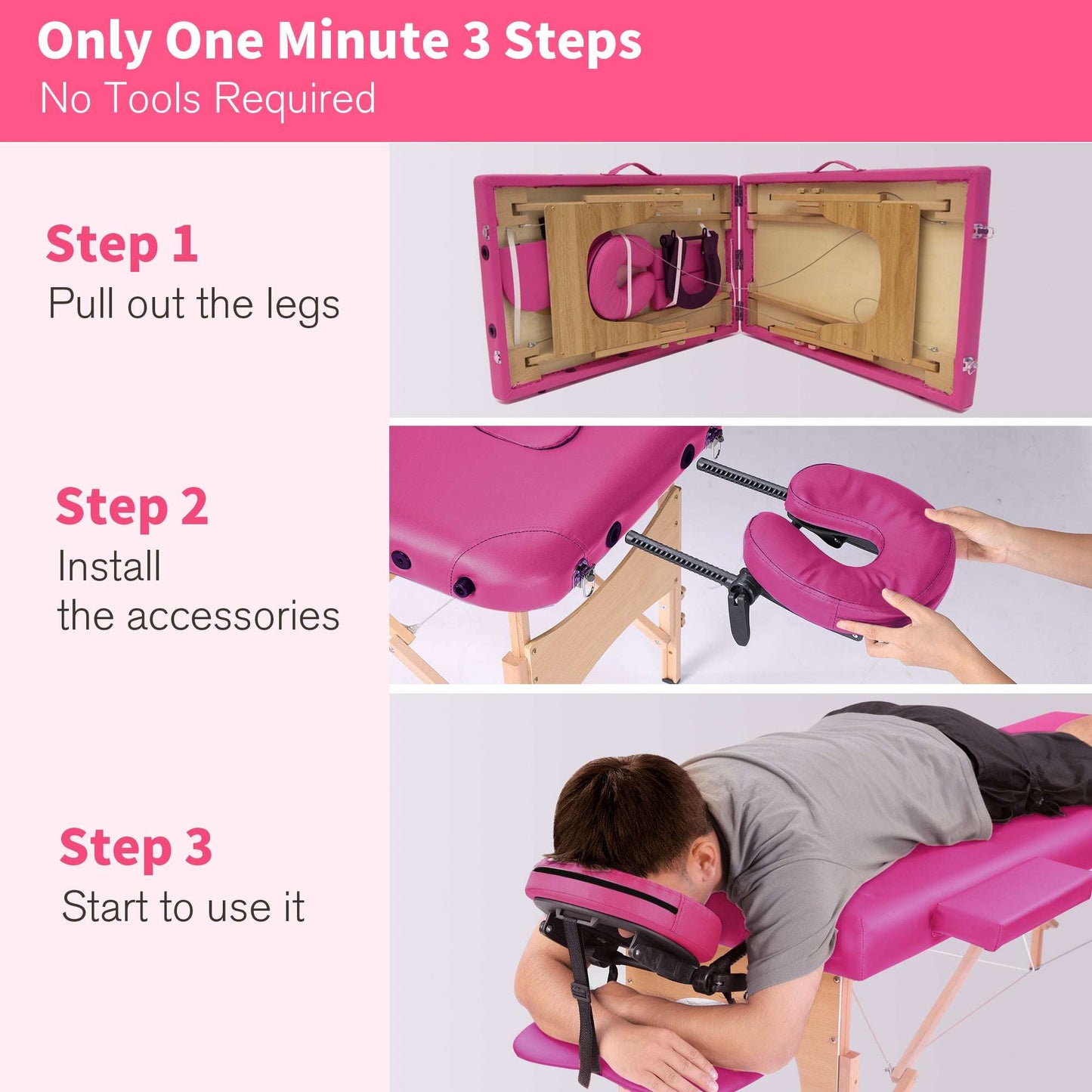 Massage Table Portable Massage Bed Lash Bed with Carrying Case SPA Table Height Adjustable, Salon Bed Face Cradle Bed - Free Shipping - Aurelia Clothing