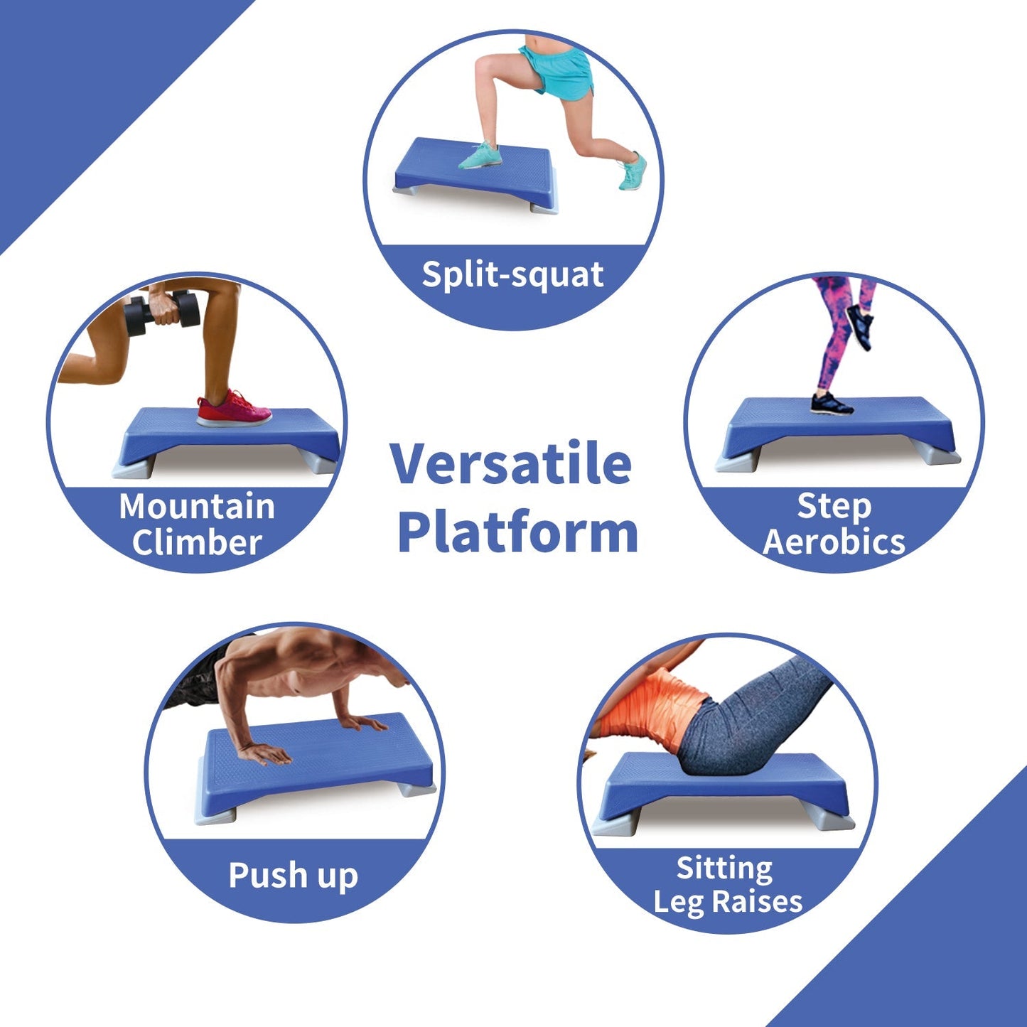 Aerobics Step Platform Height-Adjustable Fitness Equipment Stepper Trainer Exercise Step Platform Sliding Lifting Pad Blue - Free Shipping - Aurelia Clothing