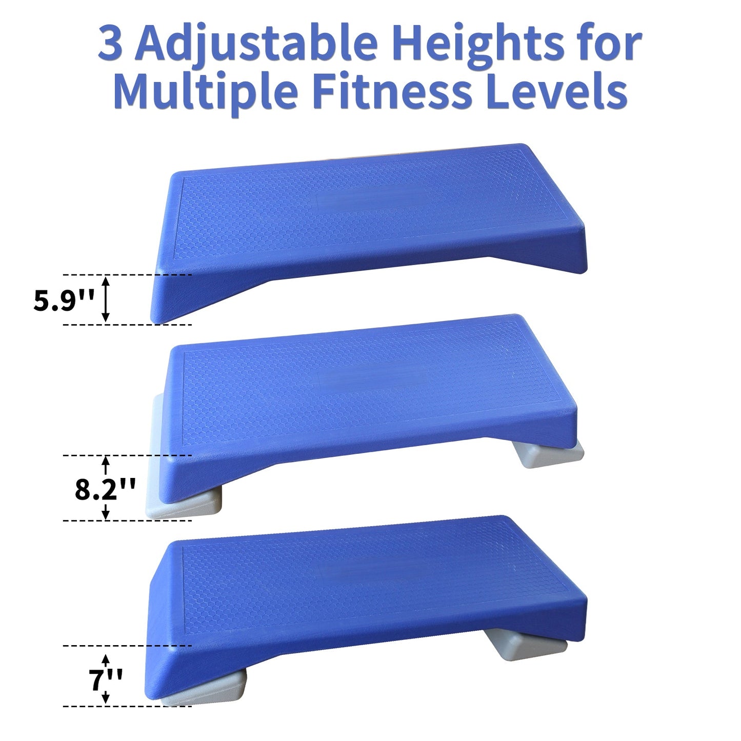 Aerobics Step Platform Height-Adjustable Fitness Equipment Stepper Trainer Exercise Step Platform Sliding Lifting Pad Blue - Free Shipping - Aurelia Clothing