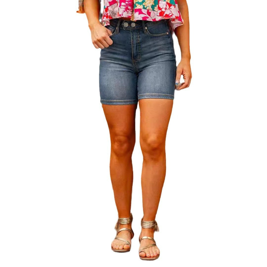 American retro slim fit denim shorts for women-Free Shipping - Aurelia Clothing