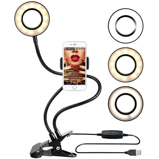 Photo Studio Selfie LED Ring Light with Cell Phone Mobile Holder for Youtube Live Stream Makeup Camera Lamp for iPhone Android - Free Shipping - Aurelia Clothing