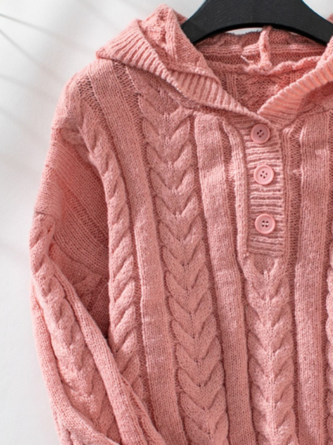 Cable-Knit Long Sleeve Hooded Sweater - Aurelia Clothing