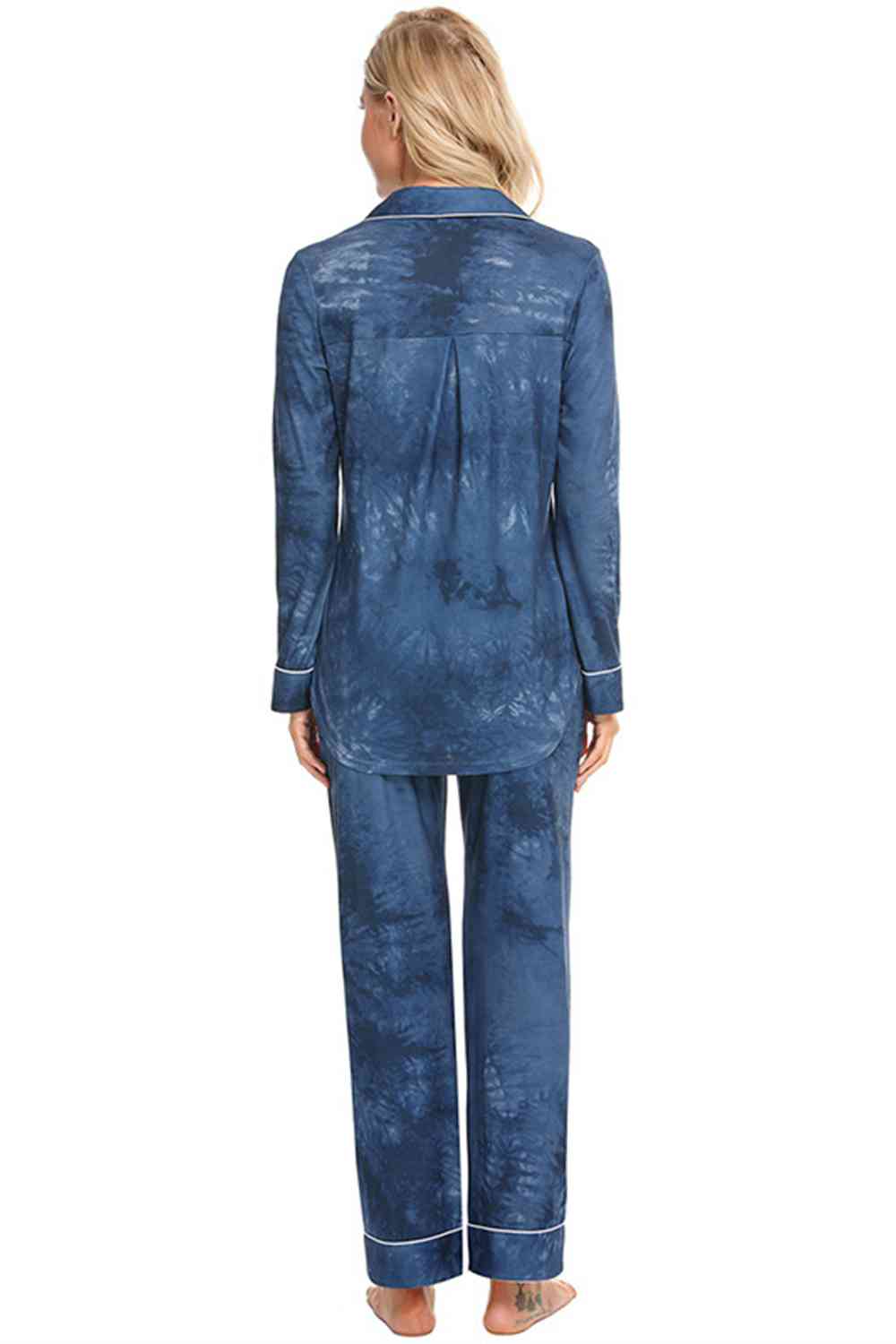 Collared Neck Long Sleeve Loungewear Set with Pockets - Free Shipping - Aurelia Clothing