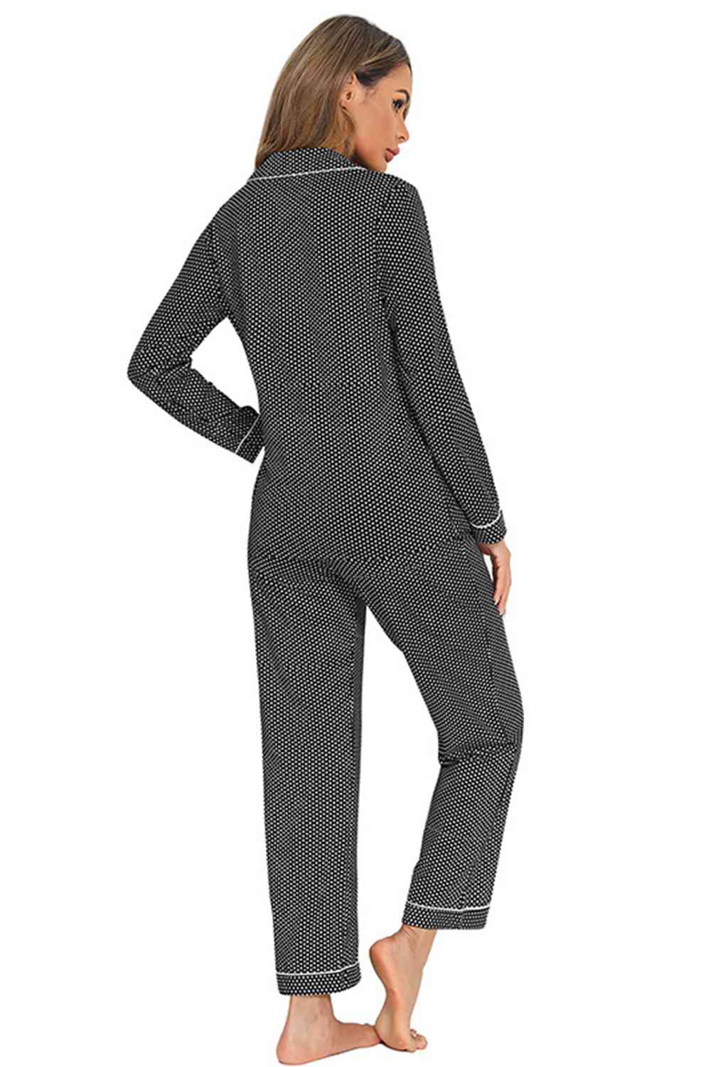 Collared Neck Loungewear Set with Pocket - Aurelia Clothing