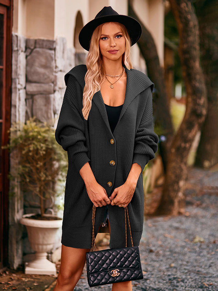 Dropped Shoulder Long Sleeve Cardigan - Aurelia Clothing