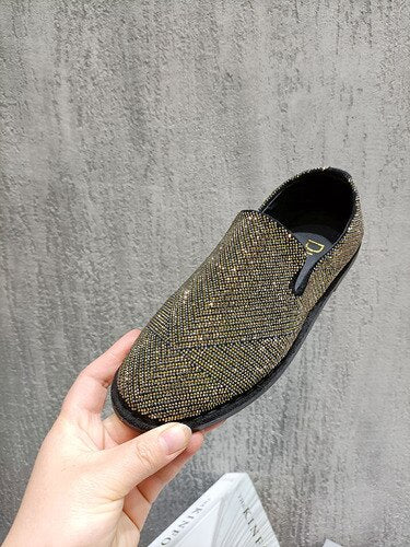 Womens Crystal Loafers Flats Slip on Rhinestones Casual Moccasins Driving Flats Slip On Gold Sliver Shoes - Free Shipping - Aurelia Clothing