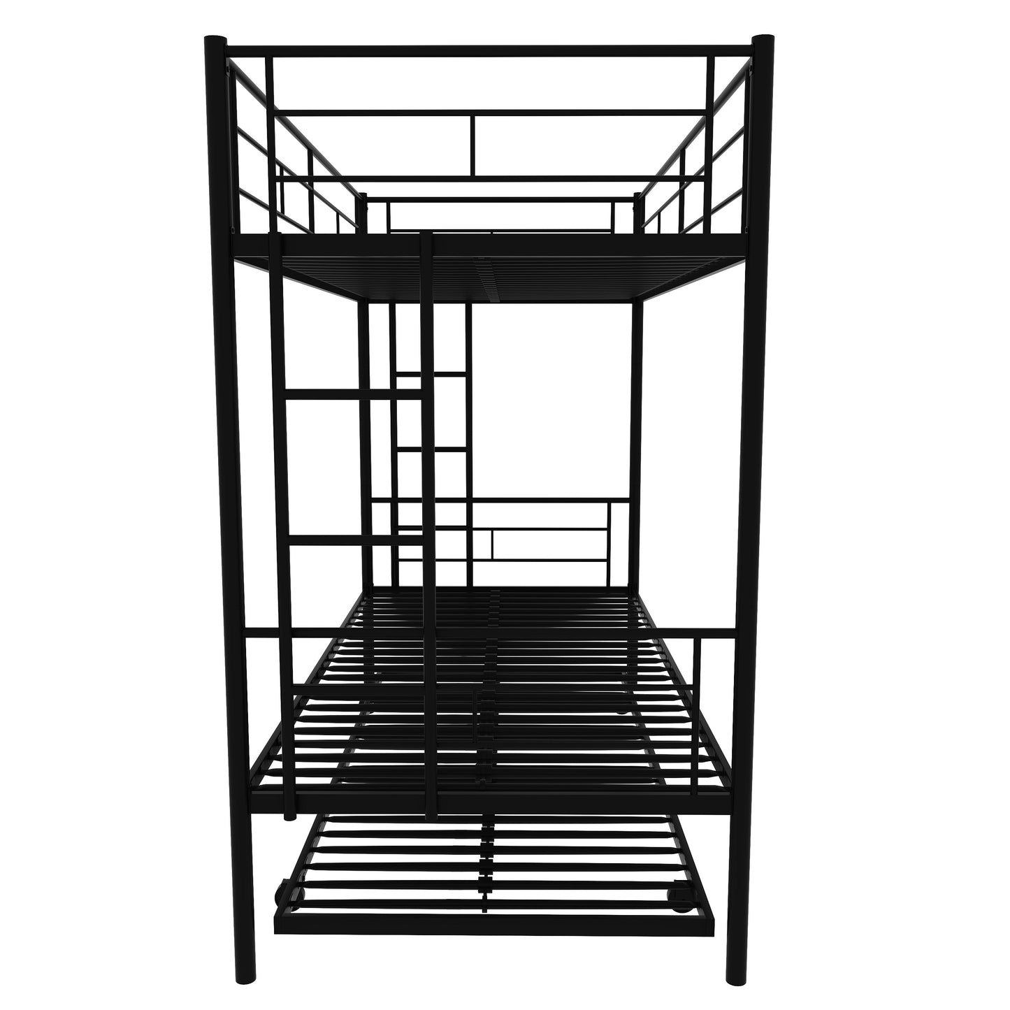 Twin Over Twin Metal Bunk Bed Frame with Trundle(Upgrade reinforcement version)- Free Shipping - Aurelia Clothing
