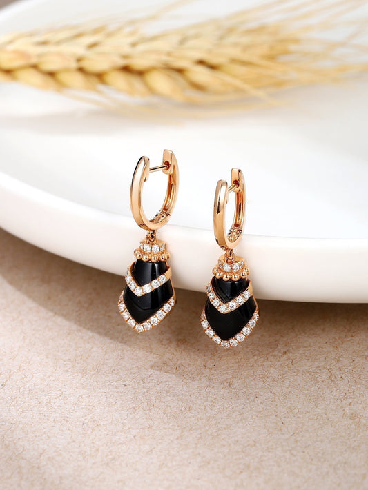 High-Quality 18K Gold Earring with diamond and Semi-Precious Stones XEM4588R01MH - Aurelia Clothing