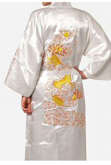 Hot Sale Burgundy Chinese Men Silk Satin Robe Novelty Traditional Embroidery Dragon Kimono Yukata Bath Gown Size M L XL XXL XXXL - Aurelia Clothing