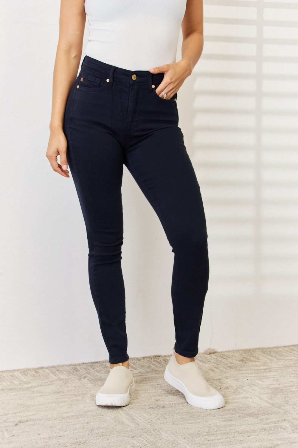 Judy Blue Full Size Garment Dyed Tummy Control Skinny Jeans - Free Shipping - Aurelia Clothing