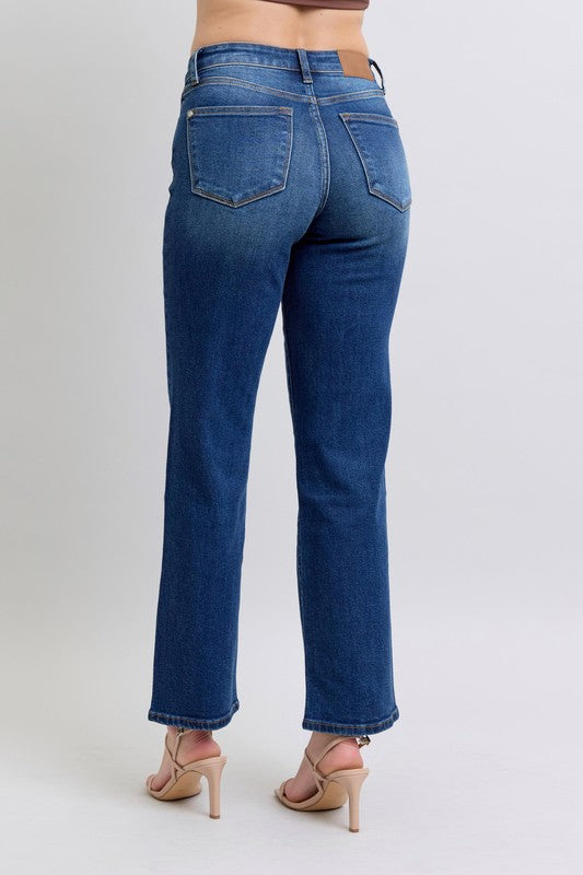 Judy Blue Full Size Side Seam Detail Straight Jeans with Pockets - Aurelia Clothing