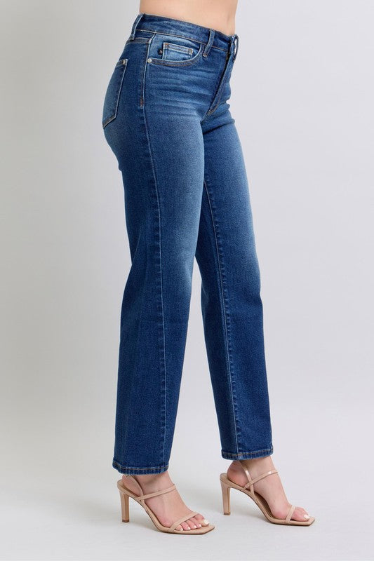 Judy Blue Full Size Side Seam Detail Straight Jeans with Pockets - Aurelia Clothing