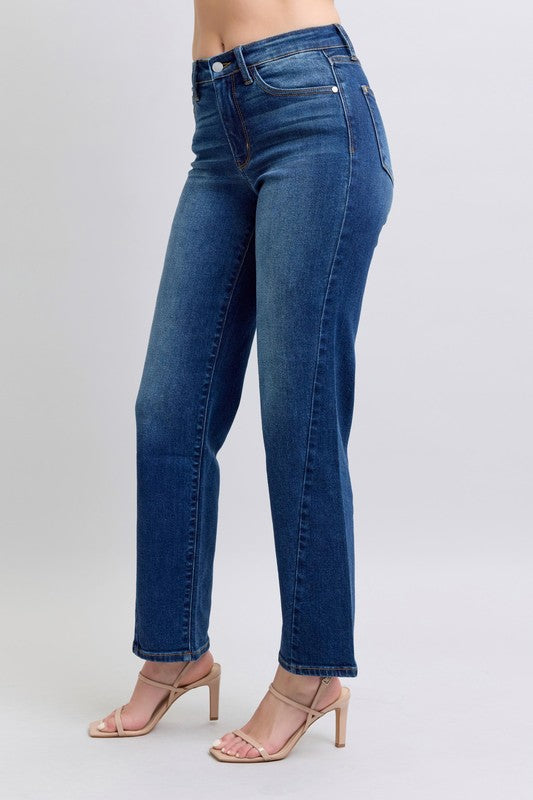 Judy Blue Full Size Side Seam Detail Straight Jeans with Pockets - Aurelia Clothing