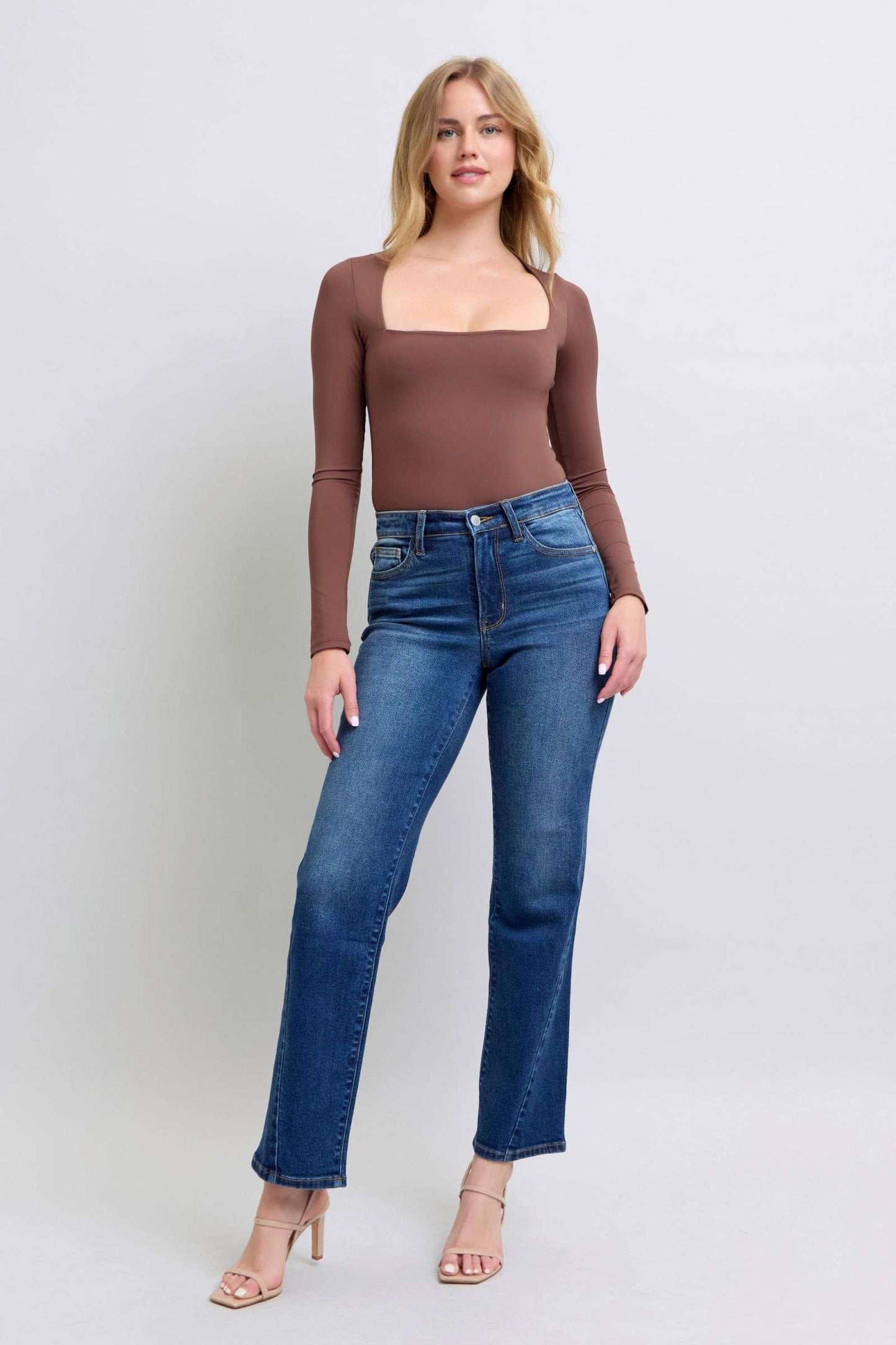 Judy Blue Full Size Side Seam Detail Straight Jeans with Pockets - Aurelia Clothing
