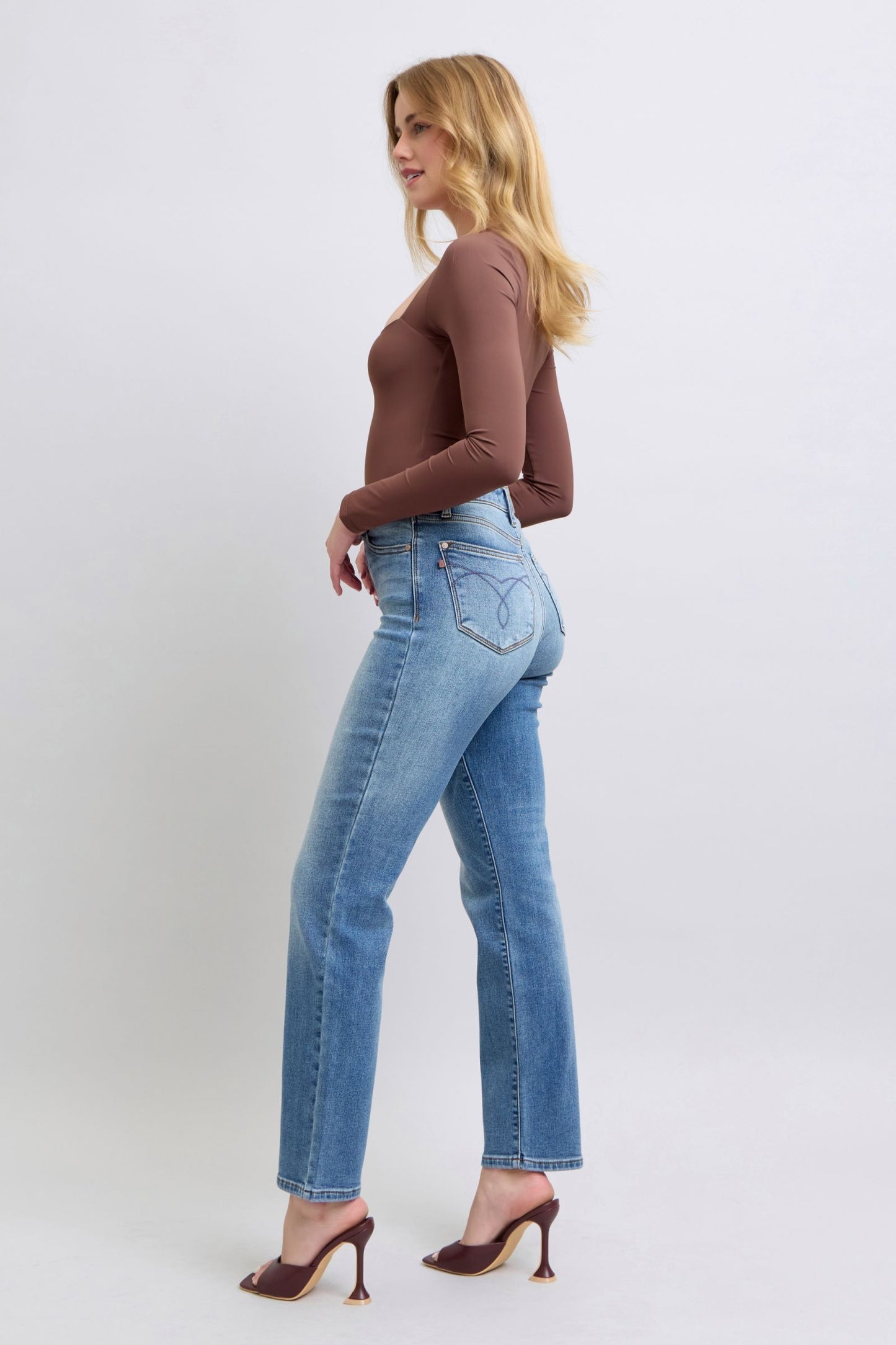 Judy Blue Full Size Wash Thermal Straight Jeans with Pockets - Free Shipping - Aurelia Clothing