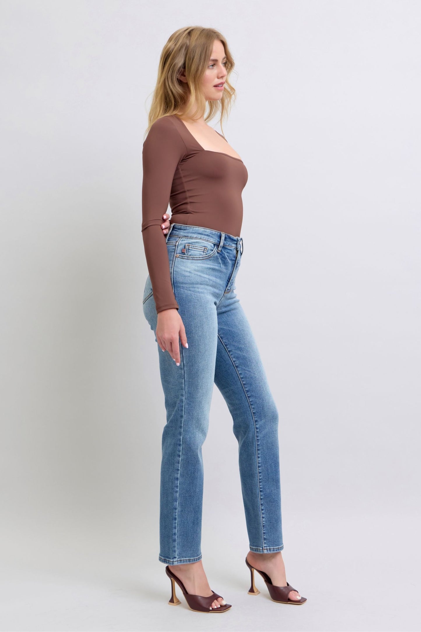 Judy Blue Full Size Wash Thermal Straight Jeans with Pockets - Free Shipping - Aurelia Clothing