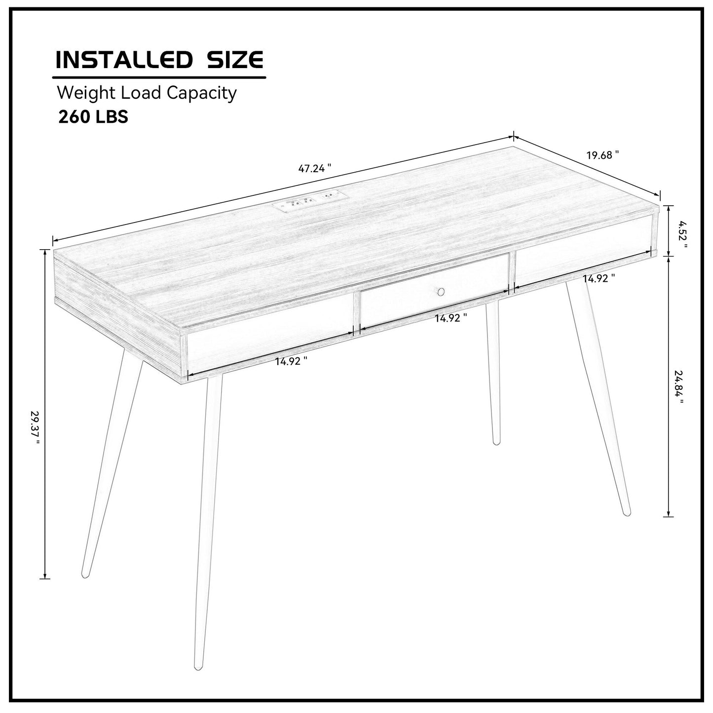 Mid Century Desk with USB Ports and Power Outlet-Free Shipping - Aurelia Clothing