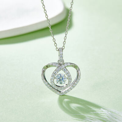 Moissanite 925 Sterling Silver Heart Shape Necklace - Aurelia Clothing