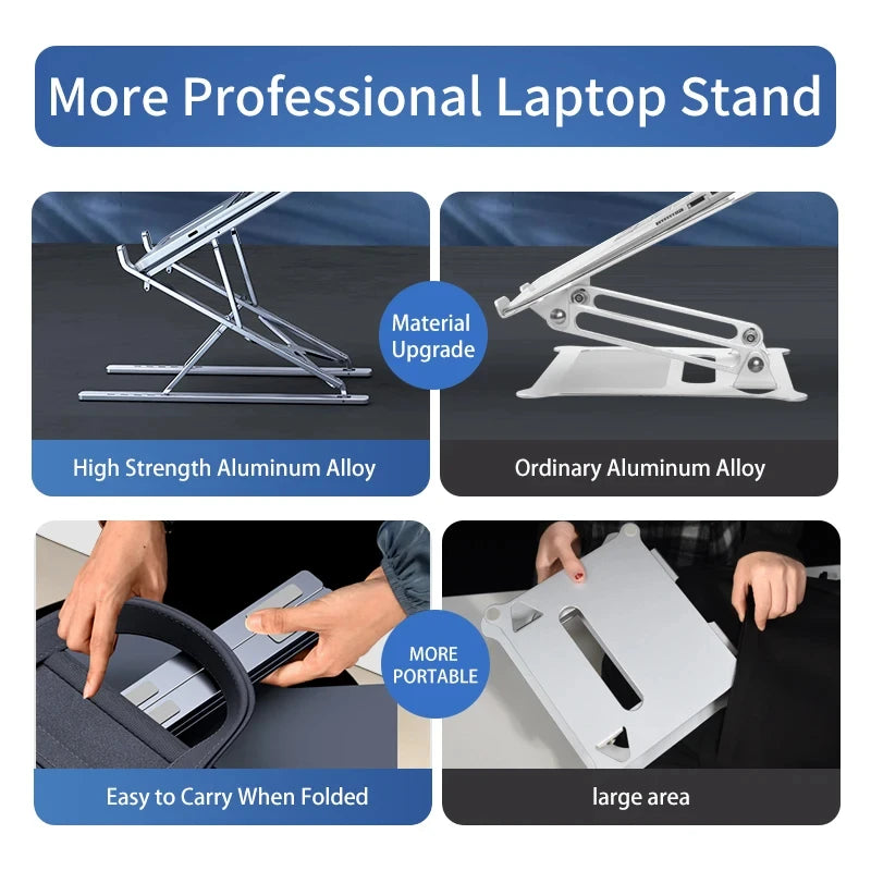 N8 Laptop Stand Adjustable Aluminum Desktop Cooling Pad for Macbook Notebook Bracket Support Foldable Portable Laptop Holder - Free Shipping - Aurelia Clothing