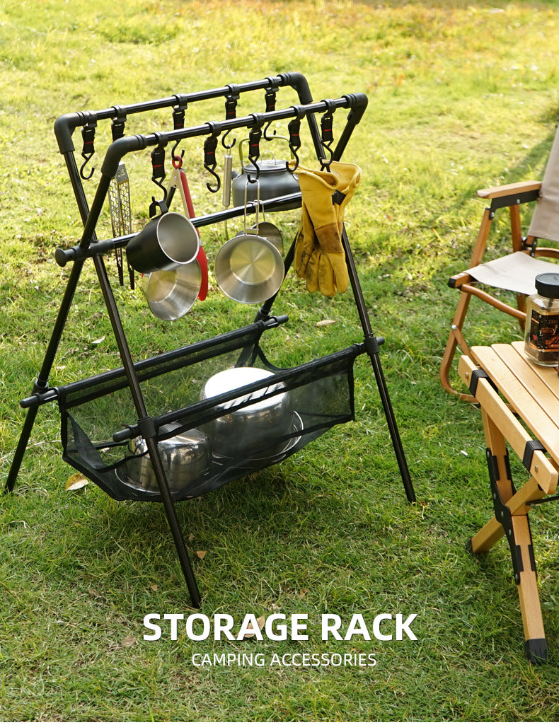 Outdoor camping folding shelf camping car drying rack drying net drying rack storage rack - Free Shipping - Aurelia Clothing