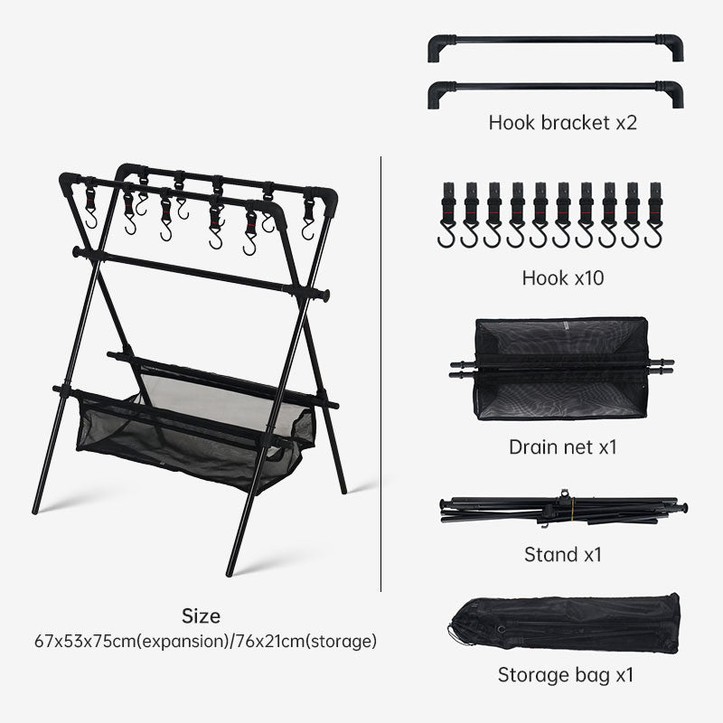 Outdoor camping folding shelf camping car drying rack drying net drying rack storage rack - Free Shipping - Aurelia Clothing