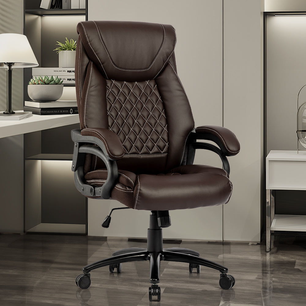 PU Leather Office Chair Big and Tall Desk Chair 360°Swivel Office Chair Adjustable Height with Soft Armrest,300lbs - Free Shipping - Aurelia Clothing