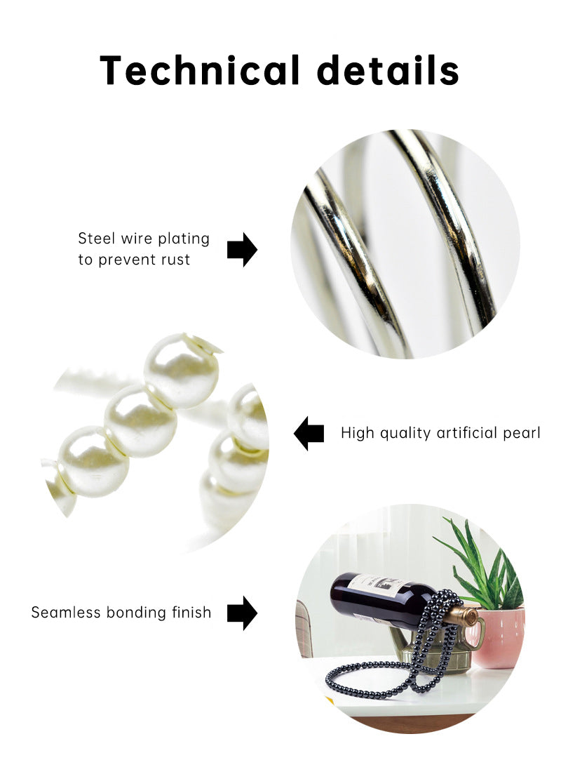 Pearl Necklace Stainless Steel Wine Rack Wine Pedestal Clamp Holder Suspension Champagne Whisky Small Ornaments- Free Shipping - Aurelia Clothing