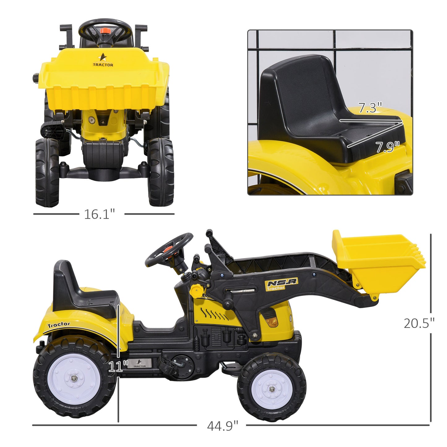Pedal Ride-On Excavator with Front Loader Digger-Free Shipping - Aurelia Clothing