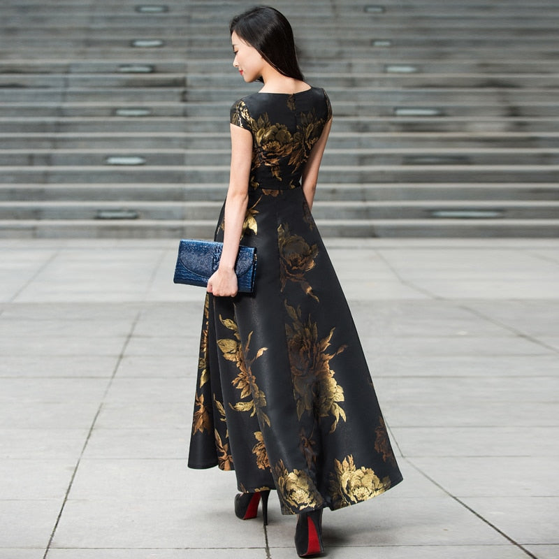 Quality New Women's Summer Long Maxi Dress Causul Elegant Ladies Boho Floral Jacquard Fashion Party Clothing Vestidos - Aurelia Clothing
