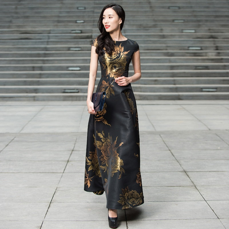 Quality New Women's Summer Long Maxi Dress Causul Elegant Ladies Boho Floral Jacquard Fashion Party Clothing Vestidos - Aurelia Clothing