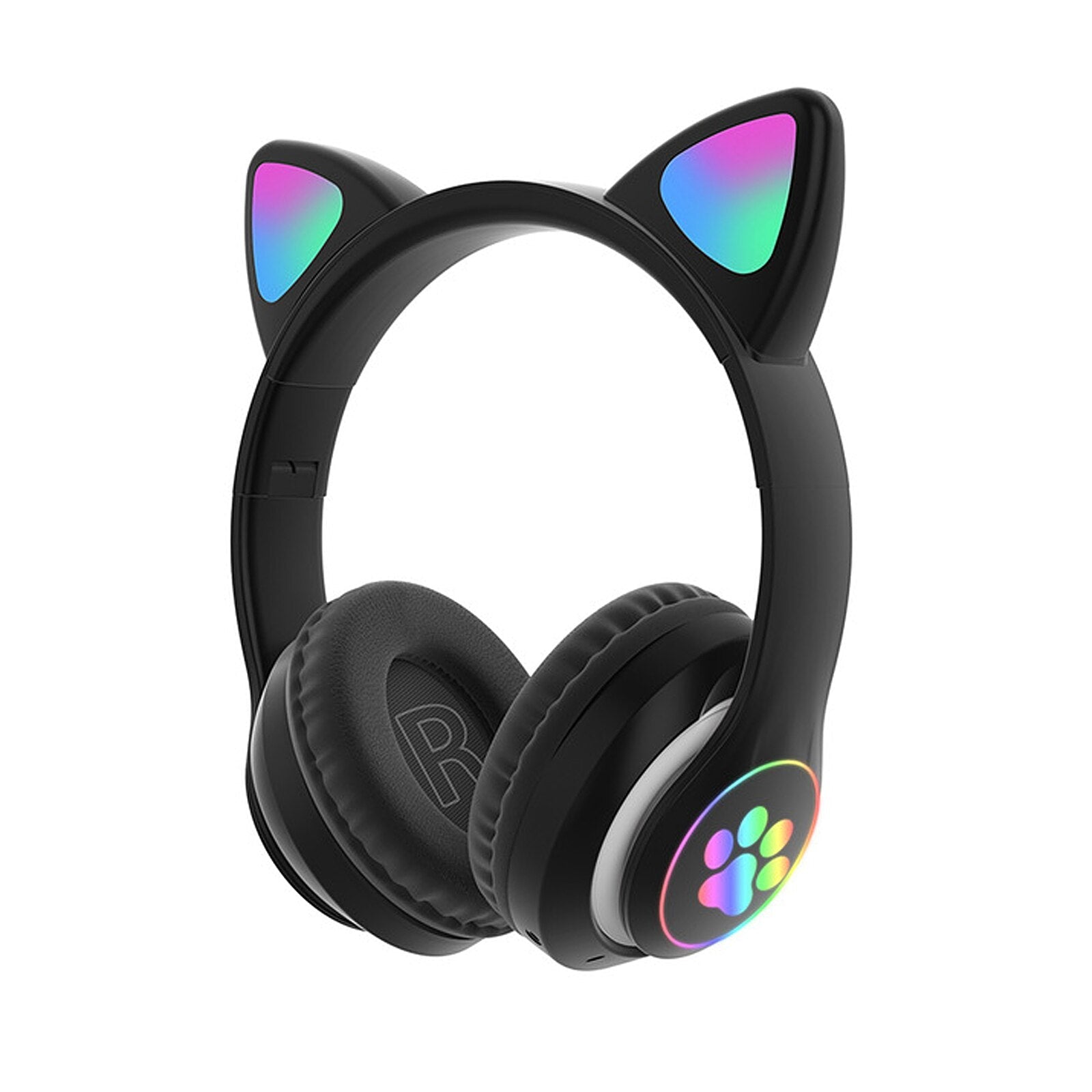 STN-28 Over Ear Music Headset Glowing Cat Ear Headphones Foldable Wireless BT5.0 Earphone with Mic LED Lights for PC Phone - Free Shipping - Aurelia Clothing