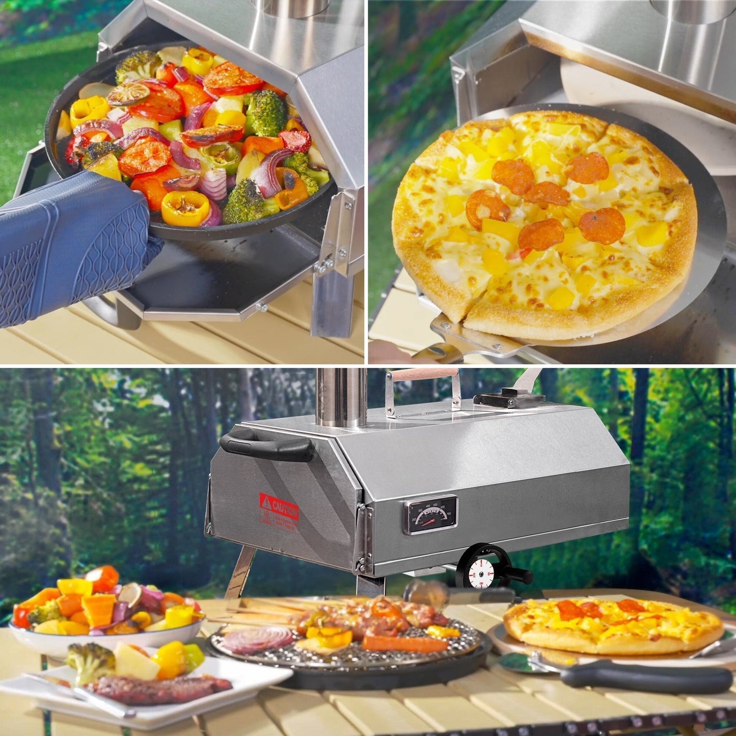 Semi-Automatic Silver 12 Outdoor Pizza Oven Portable Wood Fired Pizza Oven - Free Shipping - Aurelia Clothing